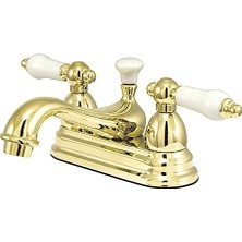 Daisy Home KS3602PL Restorasyon 10 cm Merkez Seti Porselen Kol Saplı Lavabo Musluğu, Cilalı Pirinç