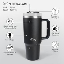 Daisy Home Any Morning Vaha 1200 ml Üç Kademe Çevirmeli Kapaklı Çift Katman Çelik Termos Mug Siyah SI2440217