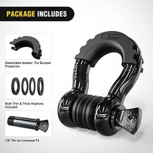 Daisy Home - 90052B 2 Paket 3/4 "d-Ring Kelepçe 4.75 Ton (9500 Lbs) Kapasiteli, 7/8" Pin Ağır Hizmet Tipi Off Road Kurtarma Kelepçesi, Izolatörler ve Yıkayıcı Kiti ile Jeep Kamyon Araç Için