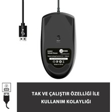 Daisy Home MS103 USB Kablolu 1000DPI 3 Tuşlu Pc, Mac, Dizüstü Bilgisayar ile Uyumlu Optik Mouse Siyah
