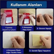 Daisy Home Çift Taraflı Şeffaf Bant Şeffaf Bant 60 Parça Kutulu Montaj Bandı Tekrar Kullanılabilir Çift Taraflı Bant (1,5 x 4,5cm)