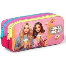 Daisy Home Kids Pembe Neon Fashion Desenli Iki Bölmeli Kalem Çantası 22144