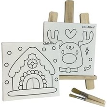 Daisy Home Minik Sanatçı Seti - Şövale, 2'li Baskılı Tuval ve 2'li Fırça