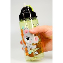 Daisy Home Çocuk Su Matarası Tritan Pipetli Su Şişesi Boyun Askılı Ayıcık Okul Suluğu Bpasız 500 ml Yeşil T0107
