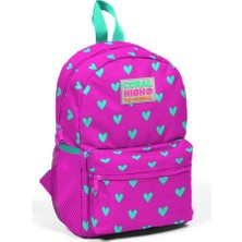 Coral High Pembe Kalp Desenli Iki Bölmeli Anaokulu Çantası 23341 Çocuklar İçin