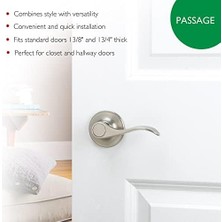Daisy Home 700484 Springdale (2-Yollu-Kilit Passage Kapı Kulp, Ayarlanabilir Cıvata, Saten Nikel Kaplama