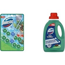 Daisy Home Domestos Wc Blok 5'li Güç Çam Ferahlığı 600 Sifona Kadar Güçlü Temizlik 110 gr Ikili Paket ve Domestos Yüzey Temizleyici Yoğun Kıvam Çam 1500 ml