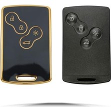 Daisy Home Autohan Keys Renault Clio4 Megane 3 Fluence Anahtarsız Çalıştırma Smart Için Anahtar Kılıfı, Siyah ve Altın Renk Detaylı, Premium