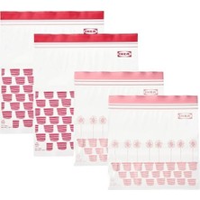 Daisy Home 2.5l ve 1.2l Orta Boy Çift Mühürlü Dondurucu Gıda Torbaları, Kırmızı/pembe Baskı, 1qt ve 3qt, 805.256.74 - 100 Torbalık Set