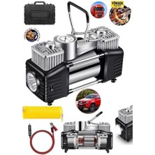 Daisy Home Profesyonel Çift Pistonlu 12V 150 Psi Dakikada 85LT Araç Araba Lastik Bot Şişirme Kompresörü