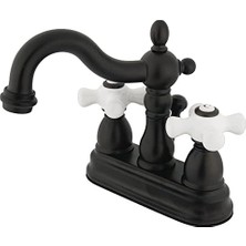 Daisy Home KB1605PX 10,5 cm Lavabo Bataryası Porselen Çapraz Kulplu, Yağlı Bronz Ovuşturdu Bronz, Yağlı Bronz
