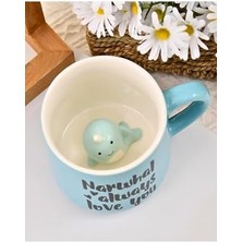 Daisy Home 3D Porselen Kupa – Narval Balina Figürlü, 350 Ml, Sevimli ve Eğlenceli Tasarım,mavi