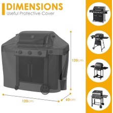 Daisy Home Bbq Mangal Örtüsü, Gazlı, Kömürlü Grill Koruma Brandası, Su Geçirmez, Dış Mekan Barbekü Mangal Kılıfı - 120-60-120 cm