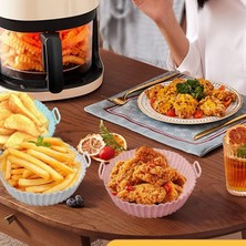 Ozcmax Renkli Isıya Dayanıklı Yıkanılabilir Silikon Fırın ve Airfryer Yuvarllak Pişirme Matı 20 cm