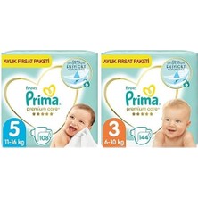 Daisy Home Bebek Bezi Premium Care 5 Beden 108 Adet Junior Aylık Fırsat Paketi & Bebek Bezi Premium Care 3 Beden 144 Adet Midi Aylık Fırsat Paketi