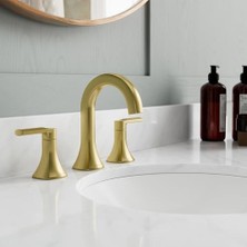 Daisy Home Vaneri Banyo Lavabo Bataryası, 20 cm Yaygın, 2 Saplı, 3 Delikli, Fırçalanmış Altın Kaplama, LF049VRIBG
