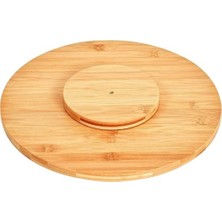Daisy Home 36CM Dönerli Bambu Yuvarlak Pizza ve Sunum Tepsisi, 360 Derece Dönebilen Kahvaltı Sunum, Pizza Sunum ve Börek Sunum Tepsisi
