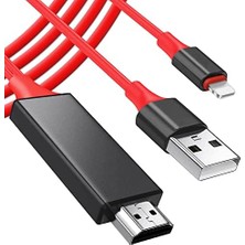 Daisy Home - HDMI Adaptör Kablosu ile Uyumlu [ Mfi Sertifikalı] HDMI Adaptörü iPad Ipod Tv Projektör Monitörü Için, 1080P Dijital Av Sync Ekran Adaptör Kablosu Şarj Konektörü ile 2,0 M Kırmızı