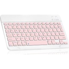Daisy Home Bluetooth 10 Inç Ios Windows Uyumlu Kablosuz Klavye - Türkçe - Şarjlı - Sessiz - Multimedia - Ultra Ince Pembe