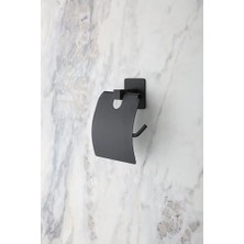 Daisy Home Banyo Kare Siyah Yapışkanlı Kapaklı Tuvalet Kağıtlığı Wc Kağıtlık Tuvalet Kağıdı Askısı