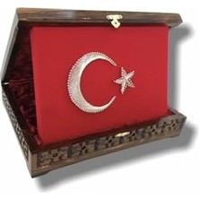 Daisy Home Maraş Oyma Hakiki Ceviz Ağacından El Işçiliği Oyma Sanatı Hediyelik Türk Bayraklı Plaket ve Kutusu