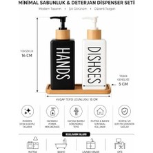 Daisy Home Minimalist Bambu Tepsili Siyah Beyaz Sabunluk ve Deterjan Dispenser Seti, Mutfak, Banyo ve Lavabo Için Şık, Dayanıklı, Kaymaz Tabanlı, Geniş Ağızlı, Kolay Dolumlu Sıvı Sabunluk & Bulaşık Deterjan Şiş