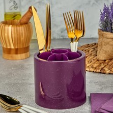 Daisy Home 7 Bölmeli Simli Tasarımlı Diş Fırçalık Organizeri ve Çatal Kaşıklık