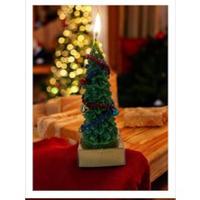 Daisy Home Dekoratif Ağacı Mumu, El Yapımı Yeşil, Tinsel ve Süslemeli, Yılbaşı Temalı, 15 cm