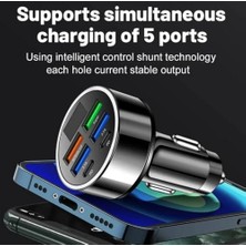 Daisy Home Dijital Ekran Araç Şarj Cihazı 4 Usb, 3.1A, Qc9.0, 55W, Hızlı Şarj, Pd,