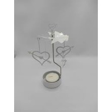 Daisy Home Isı Ile Dönen Kalp Model Mumluk Seti (Beyaz)