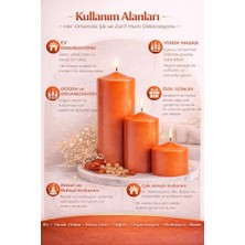 Daisy Home 3’lü Dekoratif Silindir Blok Mum Seti,turuncu Renk, Içten Yanan Fitilli Sütun Mumlar, 7 cm Çap, 7 Cm, 10 Cm, 15 cm Yükseklik, Ev Dekorasyonu, Masa ve Özel Gün Ambiyans Mumları