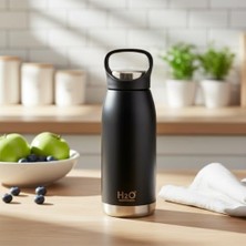 Daisy Home Siyah Paslanmaz Çelik Termos Matara - 530 ml Kilitli Kapaklı Sızdırmaz Mug - ve Soğuk Tutan Spor ve Ofis Termosu