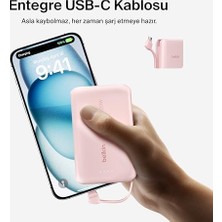 Daisy Home Boostcharge Power Bank, Entegre Kablolu Taşınabilir Şarj Cihazı 10K Pd 20W - Usb-C Güç Dağıtımı, Power Bank 17 Serisi, iPad Pro, Galaxy S25 ve Daha Fazlası Için Hızlı Şarj