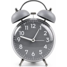 Daisy Home Retro Çalar Saat Işıklı Analog Masa Saati Dekoratif Komodin Saati Kapaklı 15X10 Gri