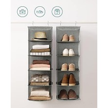Daisy Home Asılı Raf, Elbise Dolabı Düzenleyici, Askılı Muhafaza, Kıyafetler Için, Yer Tasarrufu Sağlar ve Katlanabilir, Metal Kanca, Bambu Eklentiler, Keten Benzeri Doku, Açık Gri RCH005W01