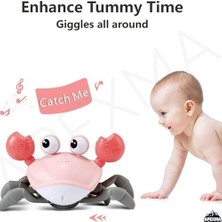 Daisy Home Eğlenceli Sağa Sola Hareket Eden Oyuncak Yengeç - Emeklemeye Yardımcı Sensörlü Hareketli Şarjlı Oyuncak Yengeç (Pembe)