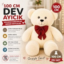 Daisy Home Krem Papyonlu Dev Pelüş Ayıcık,yumuşak ve Sevimli Büyük Boy Oyuncak Ayı,sarılmalık Ayı,sevgiliye Hediye Ayıcık (100CMKREM)