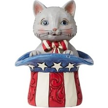 Daisy Home Jim Shore Heartwood Patriotik Kedi Silindir, Minyatür Figür, 8,9 Cm, Çok Renkli