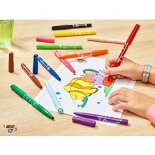 Daisy Home Bıc Kids Visa Xl Keçeli Boya Kalemi 12 Renk, Su Bazlı Mürekkep, Kolayca Çoğu Kumaştan Çıkar, 3 Yaş ve Üzeri Çocuklar Için Ideal