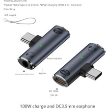 Daisy Home 2in1 Type C To 3.5mm Kulaklık Type C 100W Hızlı Şarj Dönüştürücü Otgcx