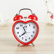 Daisy Home Akar Saniyeli Kalp Şeklinde Analog Çalar Saat Kalpli Alarmlı Yüksek Zil Sesli Işıklı Masa Saati Kırmızı