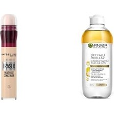 Daisy Home New York Anti Age Eraser Kapatıcı, 00 Ivory, 6.8 ml + Skin Naturals Çift Fazlı Micellar Kusursuz Makyaj Temizleme Suyu (400 Ml)