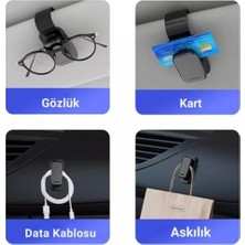 Daisy Home Polham Mobile Premium 3m Bantlı Mandallı Araç Içi Gözlük Tutucu, Torpido Üstü ve Güneşlik Uym Gözlük Tutucu