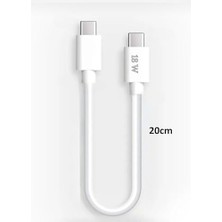 Daisy Home Type-C To Type-C Pd 18W Kısa Hızlı Powerbank Şarj ve Data Kablosu - Beyaz 20CM C-453 (Type-C To Type-C)