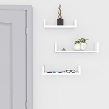 Daisy Home Duvar Rafları, 3'lü Set, U Şeklinde Yüzer Raflar, Çok Parlak Yüzey, Yaratıcı Fikirler, Mdf'den Yapılmış Depolama Rafı, Beyaz LWS40WT
