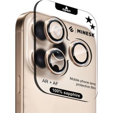 Daisy Home 16 Pro / 16 Pro Max ile Uyumlu Orijinal Safir Cam (%99.9 Saflıkta Gerçek Safir) Cihazın Kendi Lensleri ile Aynı Materyal Lens Koruyucu Kamera Camı (Desert Titanyum)