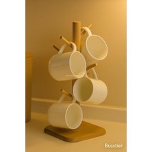 Daisy Home Ahşap Bambu Kupa Bardak Askısı 6'lı Stand Doğal Mutfak Tezgahı Için Kupa Standı Bardak Tutucu Modern Dekoratif Dayanıklı Kolay Kurulumlu Organizer (Kare)