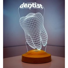 Daisy Home Diş Hekimi Için 3D Dentist LED Lamba - Dünya Diş Hekimleri Günü Hediyesi, Isimli Kişiye Özel Tasarım