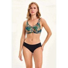 Argento 1473-2072 Siyah Tropikal Desen Toparlayıcı Balenli Bikini Takım