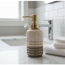 Daisy Home Luxury Detaylı Beyaz Porselen Sıvı Sabunluk – Başlıklı Banyo & Lavabo Sabunluk (Gri, Lumina)